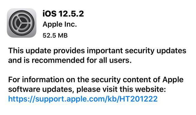 祁县苹果手机维修分享iOS12.5.2发布，建议所有老苹果用户安装 